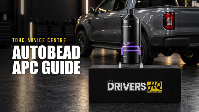 AutoBead All Purpose Cleaner guide: AutoBead All Purpose Cleaner, CarPro Dilute Spray Bottle and IK Multi TR Mini 360 Sprayer on The Drivers HQ display plinth