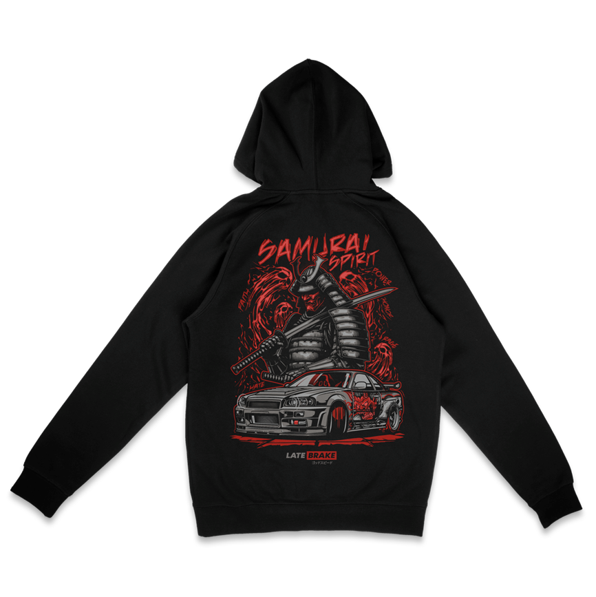 LB Supply - Samurai Spirit R34 GTR Black Pullover Hoodie — Hoodies & Sweatshirts at The Drivers HQ, Ilkeston
