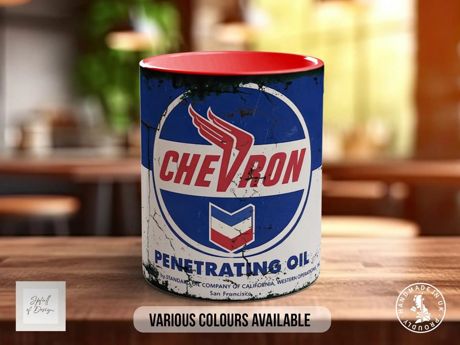 Chevron Penetrating Oil Mug | Vintage Americana Garage Gift