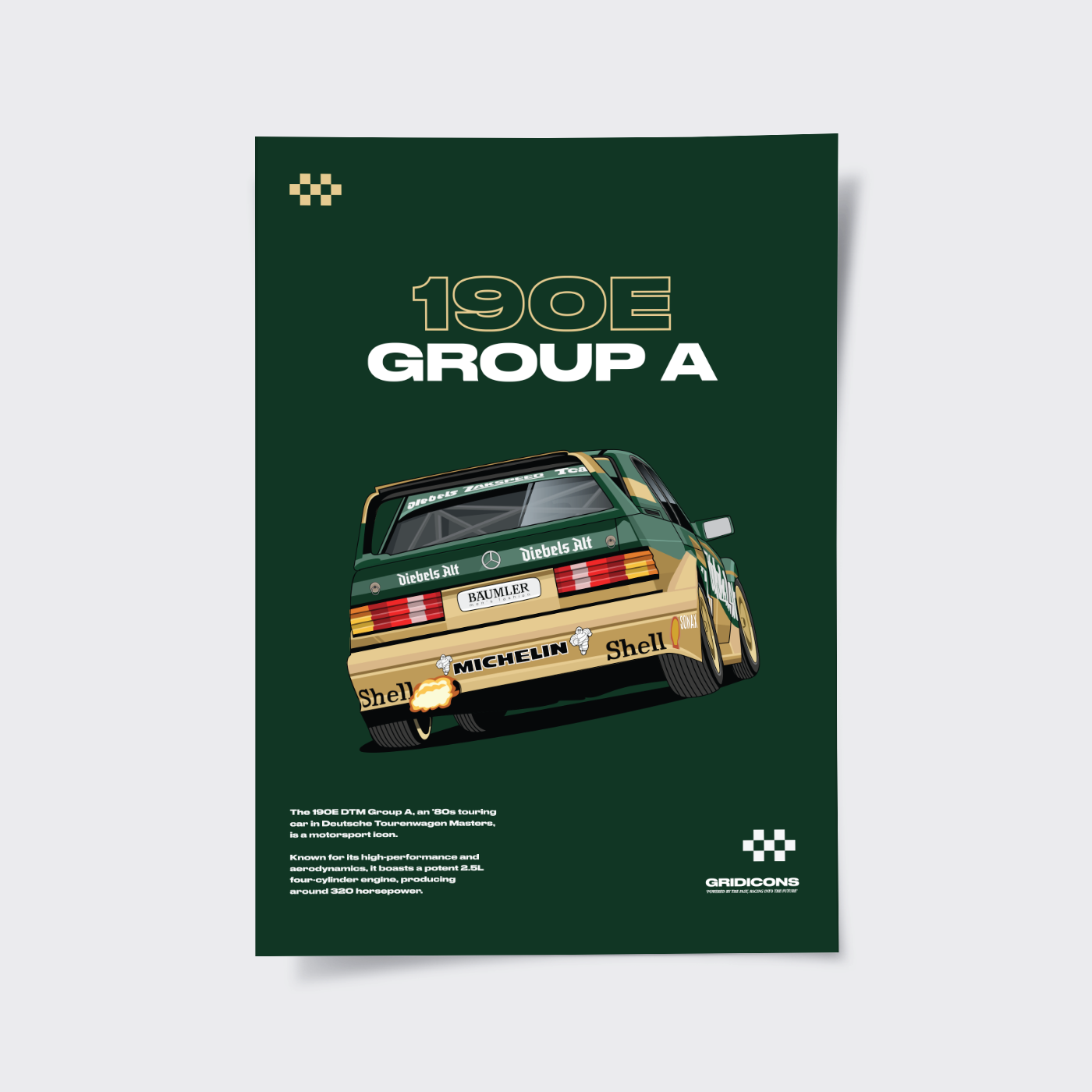 Mercedes-Benz 190 E 2.5-16 Evolution II Group A (Back) - Poster Print