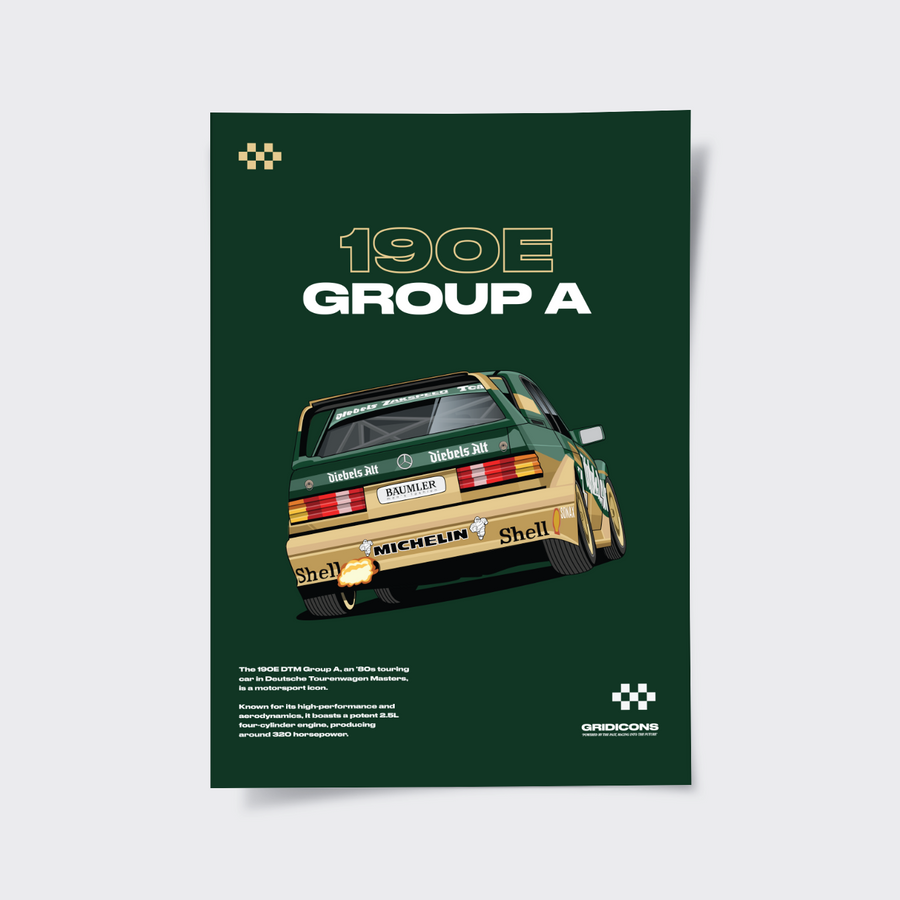 Mercedes-Benz 190 E 2.5-16 Evolution II Group A (Back) - Poster Print