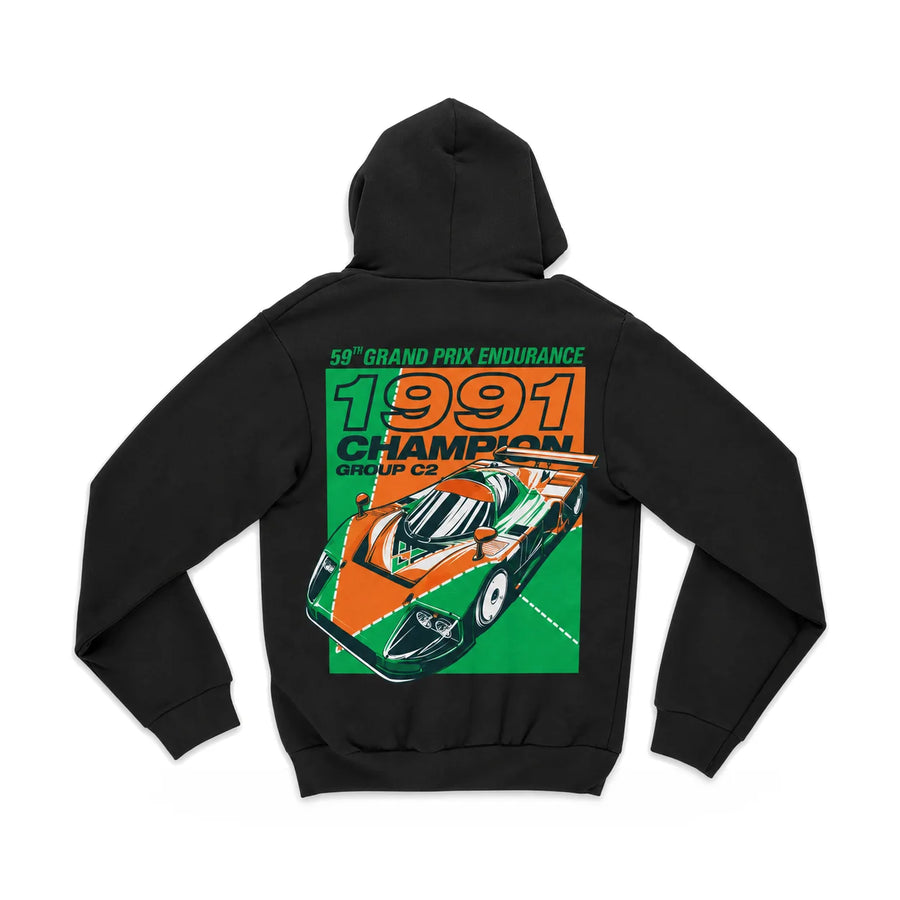 EuroStance 1991 Champions - Racing Division Hoodie back, product photo on white