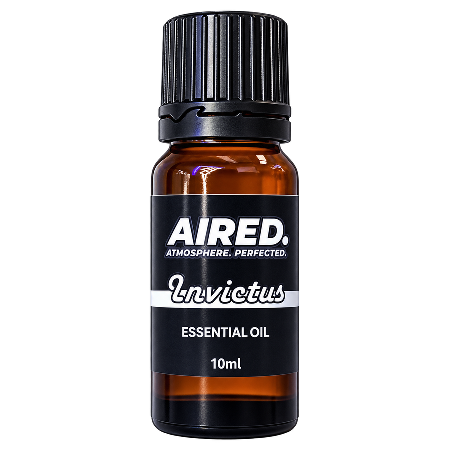 AIRED Invictus Scented Essential Oil 10ml, amber bottle with black label and black cap