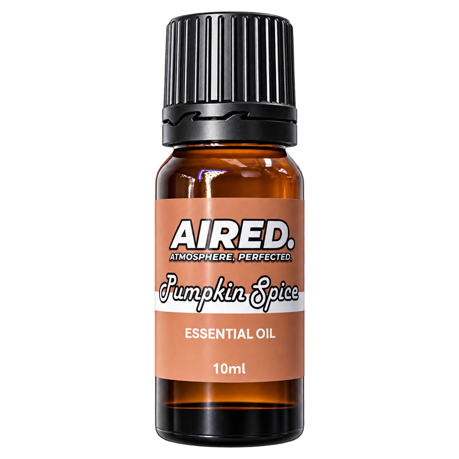 AIRED Pumpkin Spice Scented Essential Oil 10ml, amber bottle with terracotta label and black cap