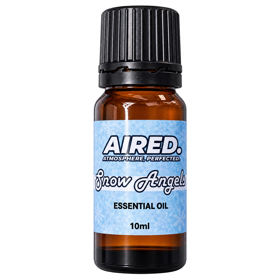 AIRED Snow Angel Scented Essential Oil 10ml, amber bottle with pale blue snowflake label
