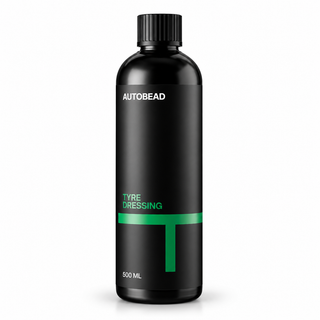 Autobead Tyre Dressing 500ml black bottle with a green T label mark on a white background