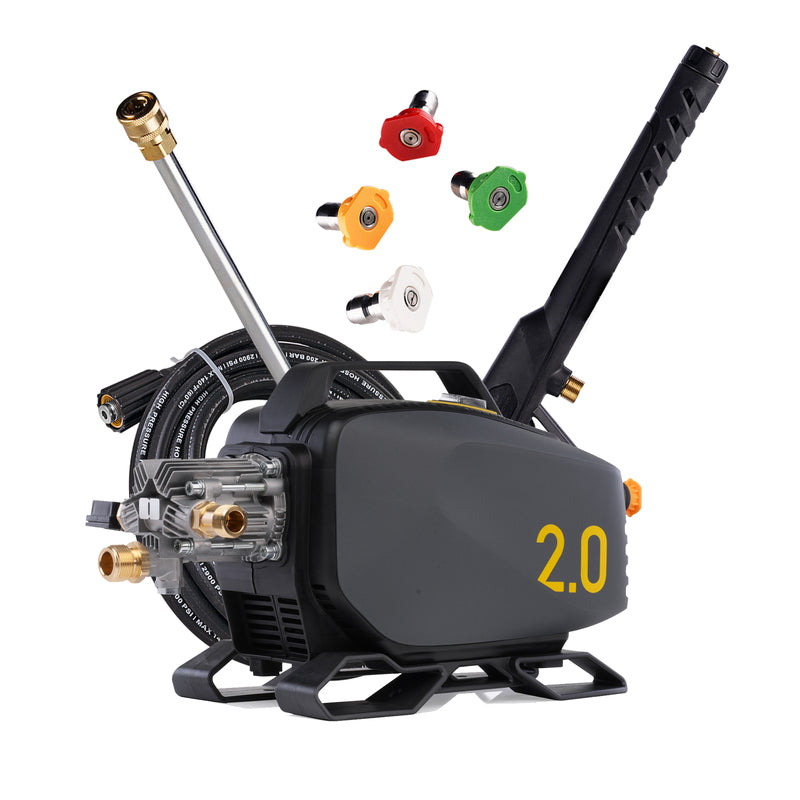 Active 2.0 Electric Pressure Washer Standard Kit with hose, lance, handle and four coloured nozzles