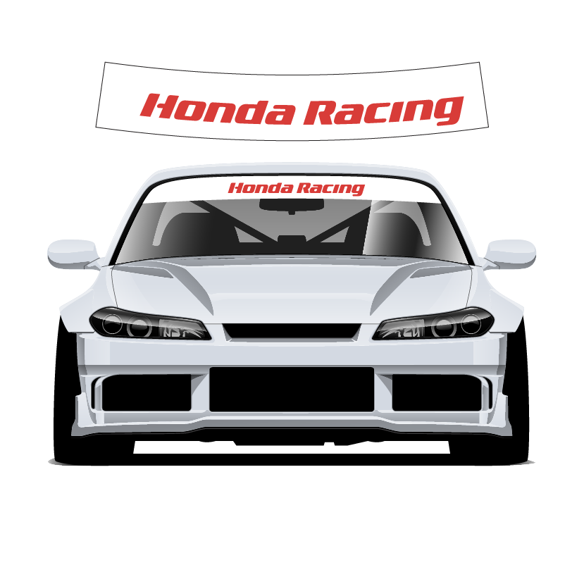 Honda Racing Custom Vinyl Sunstrip - Universal Fit 140cm 150cm 160cm