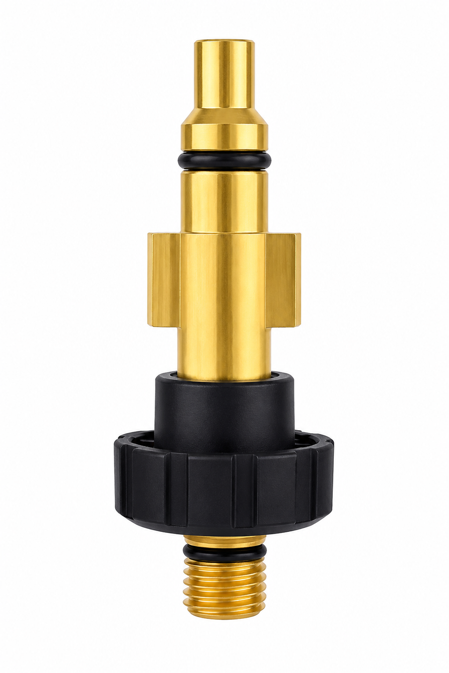 Snow Foam Lance Adapter for Lavor, Parkside and Vax, gold coloured with black screw collar