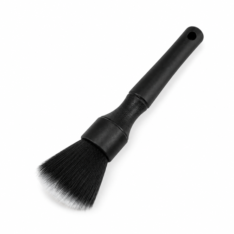 Better Synthetic Short Detailing Brush with black handle, hanging hole and black bristles with pale tips