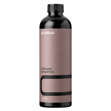 Autobead Ceramic Shampoo 500ml bottle with a dusky pink label and black screw cap on a white background