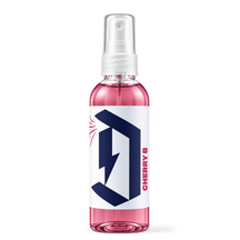 Duel Cherry B Car Air Freshener spray bottle with pink liquid and white label