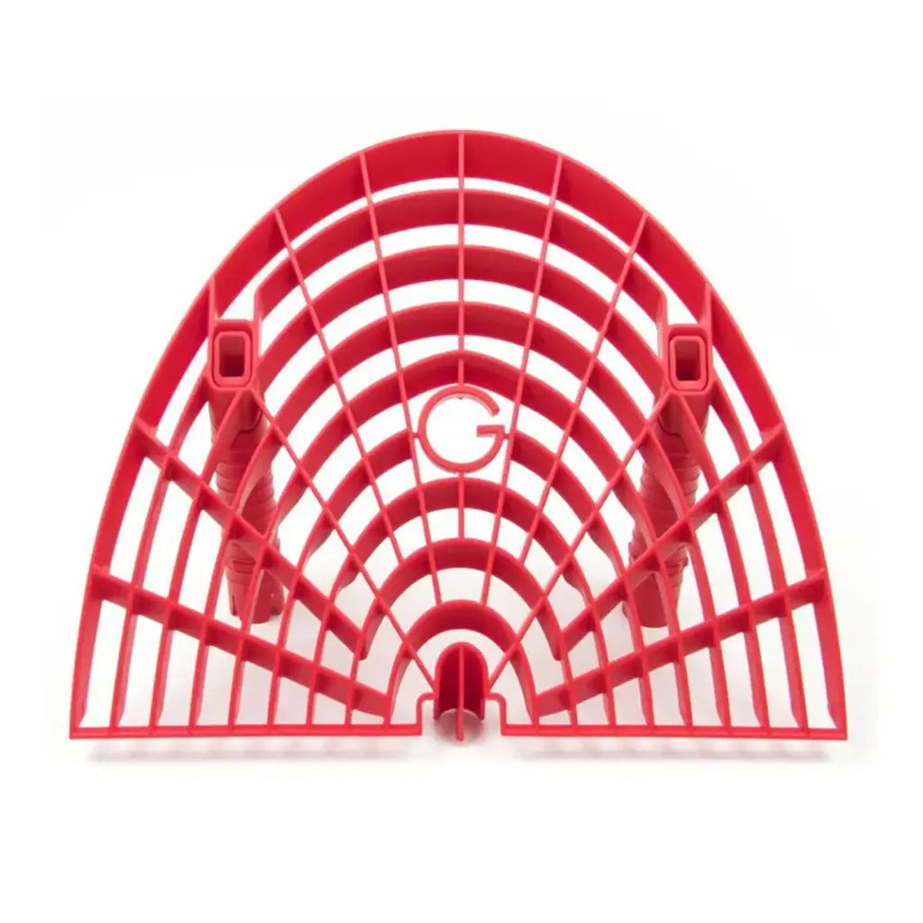 Grit Guard Washboard in red, a curved plastic grid insert shown from the front