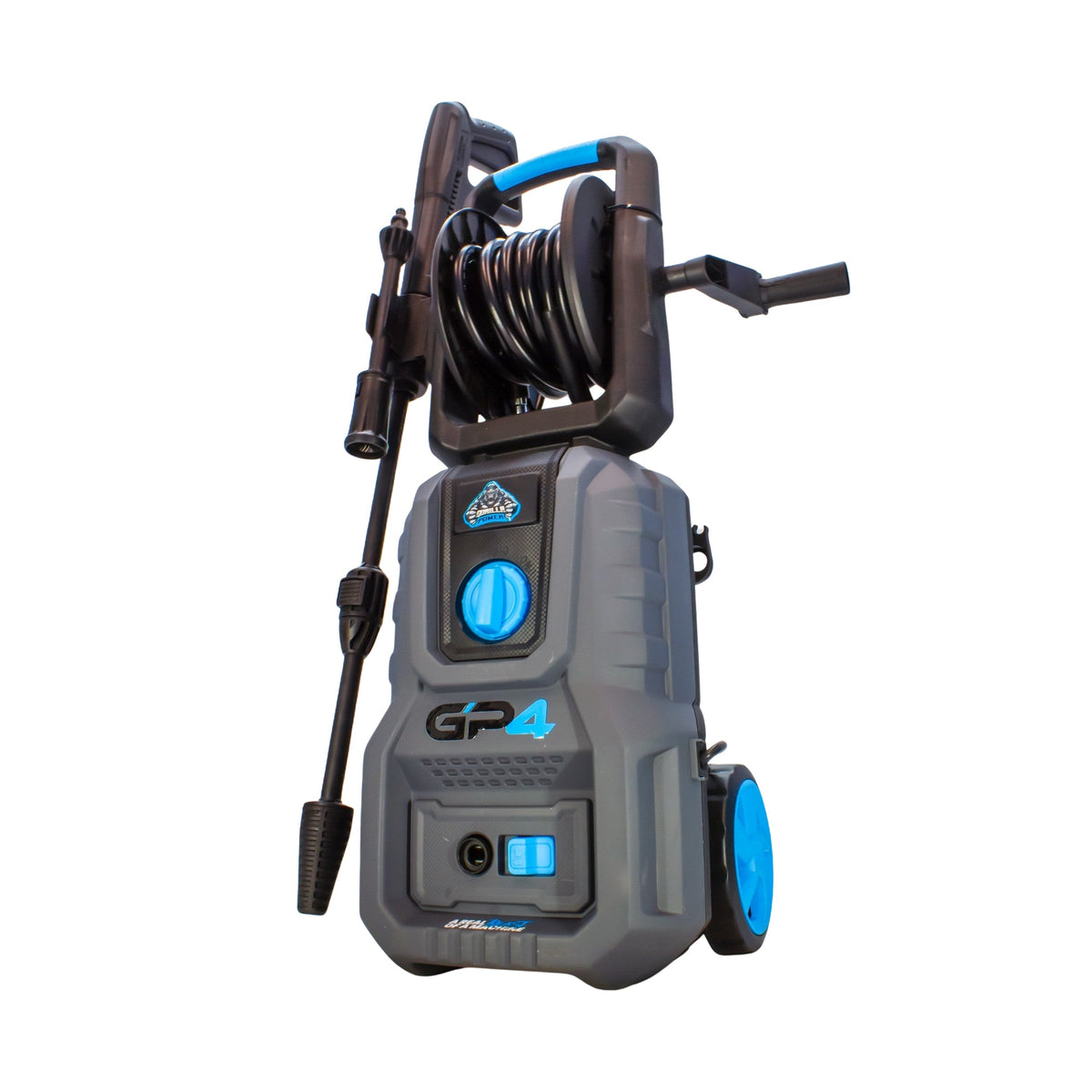 Gorilla Power GP4 Electric Pressure Washer in grey and blue with hose reel and lance