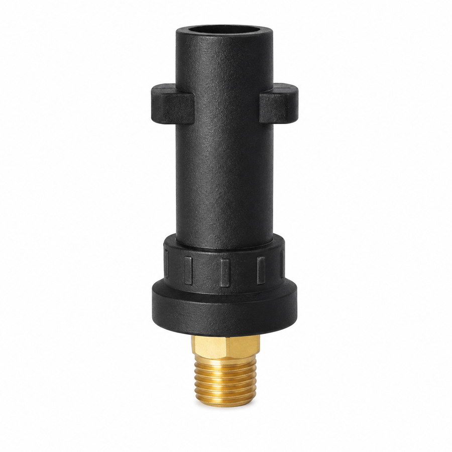 Snow Foam Lance Adapter for Karcher K2 to K7, black body with gold coloured threaded end