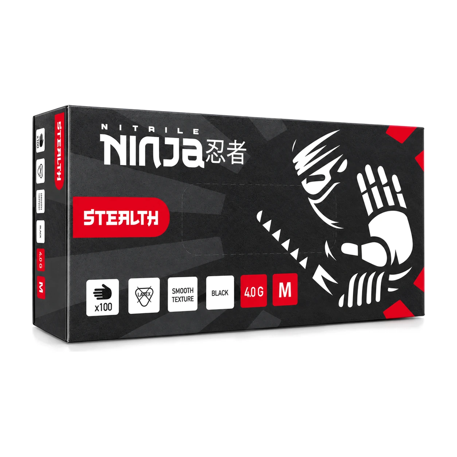 Nitrile Ninja Stealth Pro Detailing Gloves - Black, product photo on white