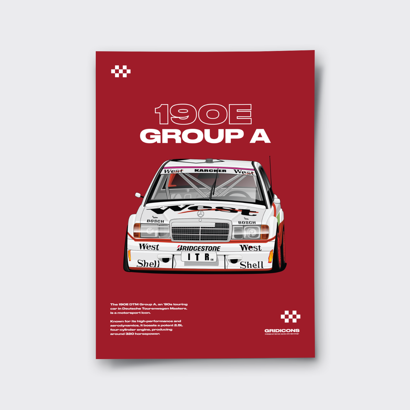 Mercedes-Benz 190 E 2.5-16 Evolution II DTM Group A (Red Front) - Poster Print