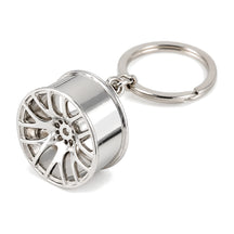Alloy Wheel Key Chain keyring (Style 2) Silver, product photo on white