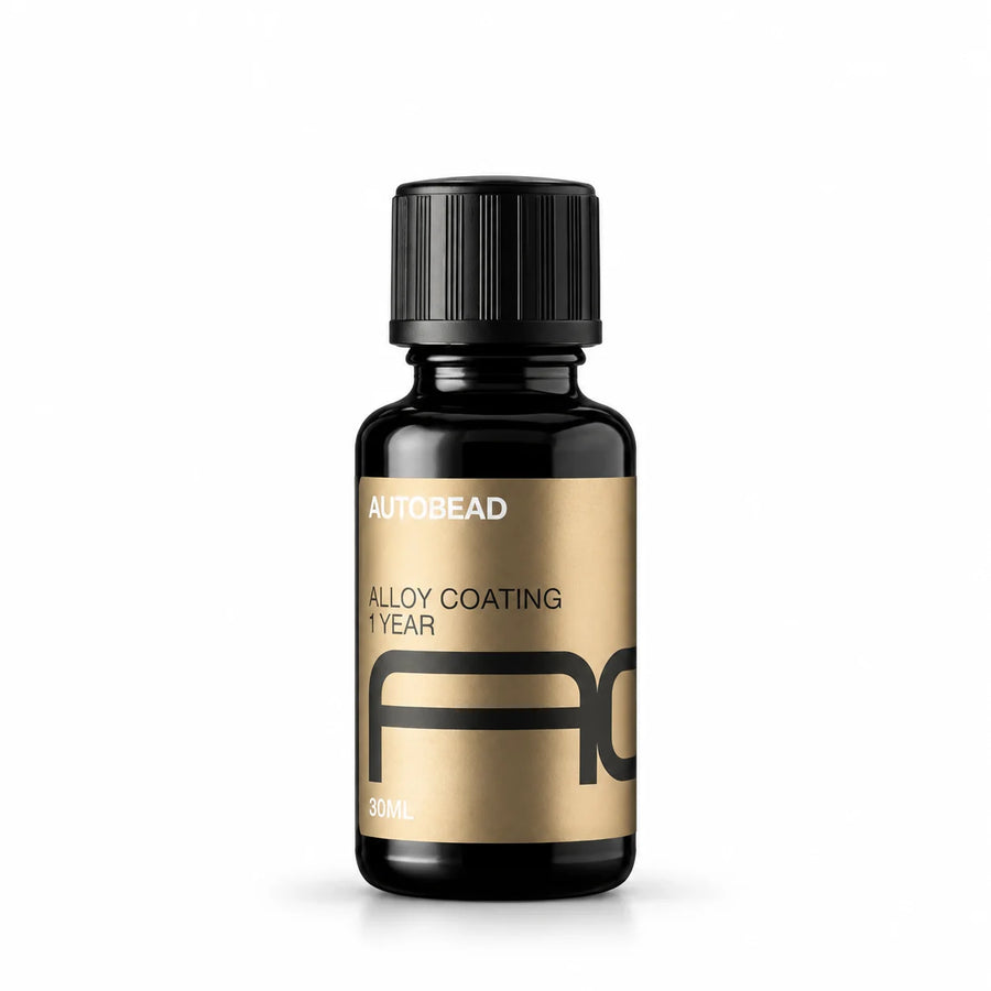 Autobead Alloy Coating 1 Year 30ml glass bottle with a gold label and ribbed black screw cap on a white background