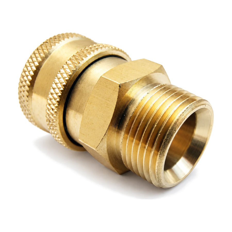Better Detailing M22 Male to 3/8" Female Quick Release Brass Adapter, product photo on white