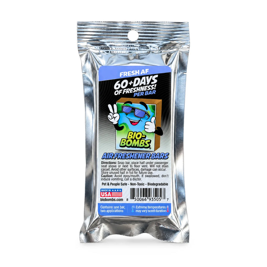 Bio-Bombs Bio-Fresh Bar, Fresh AF, in its foil pouch, product photo on white
