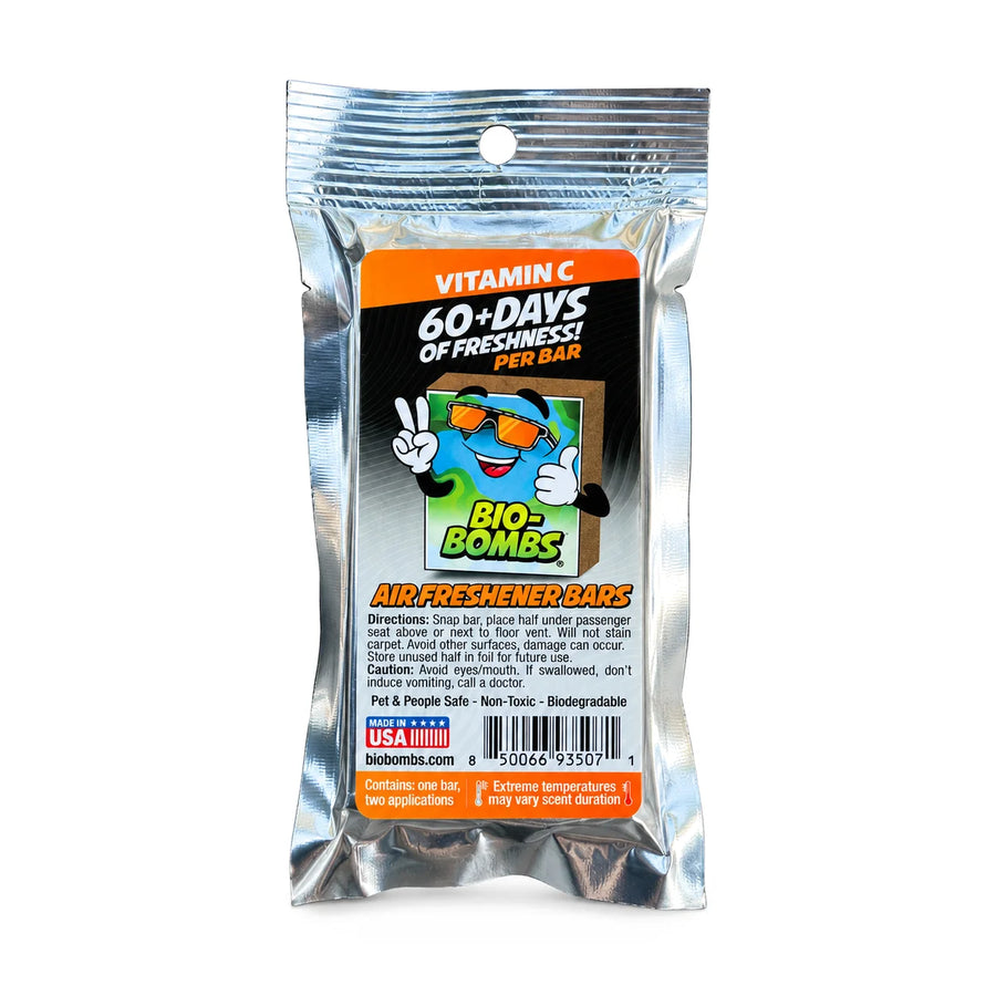 Bio-Bombs Bio-Fresh Bar, Vitamin C, in its foil pouch, product photo on white