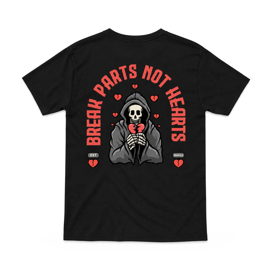 EuroStance Break Parts Not Hearts Tee black, back, product photo on white