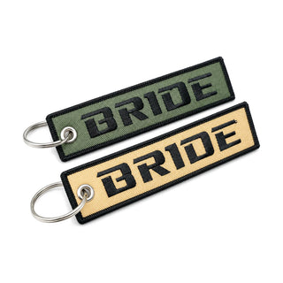 BRIDE Logo Flight Tag Key Chain, product photo on white
