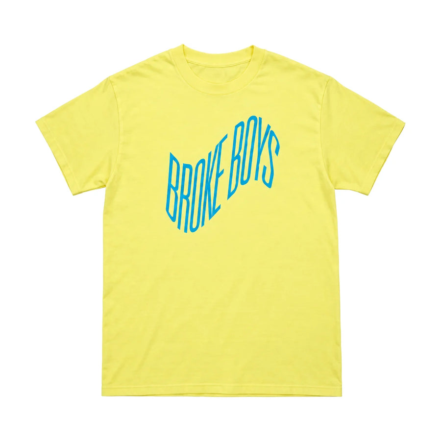 Broke Boys Wave Bright Yellow / Blue Tee, product photo on white