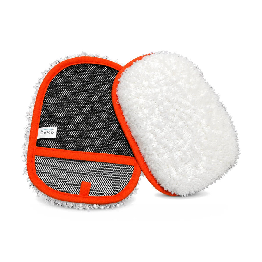 CarPro Hand Wash Twin Blend Microfibre Wash Mitt White, product photo on white