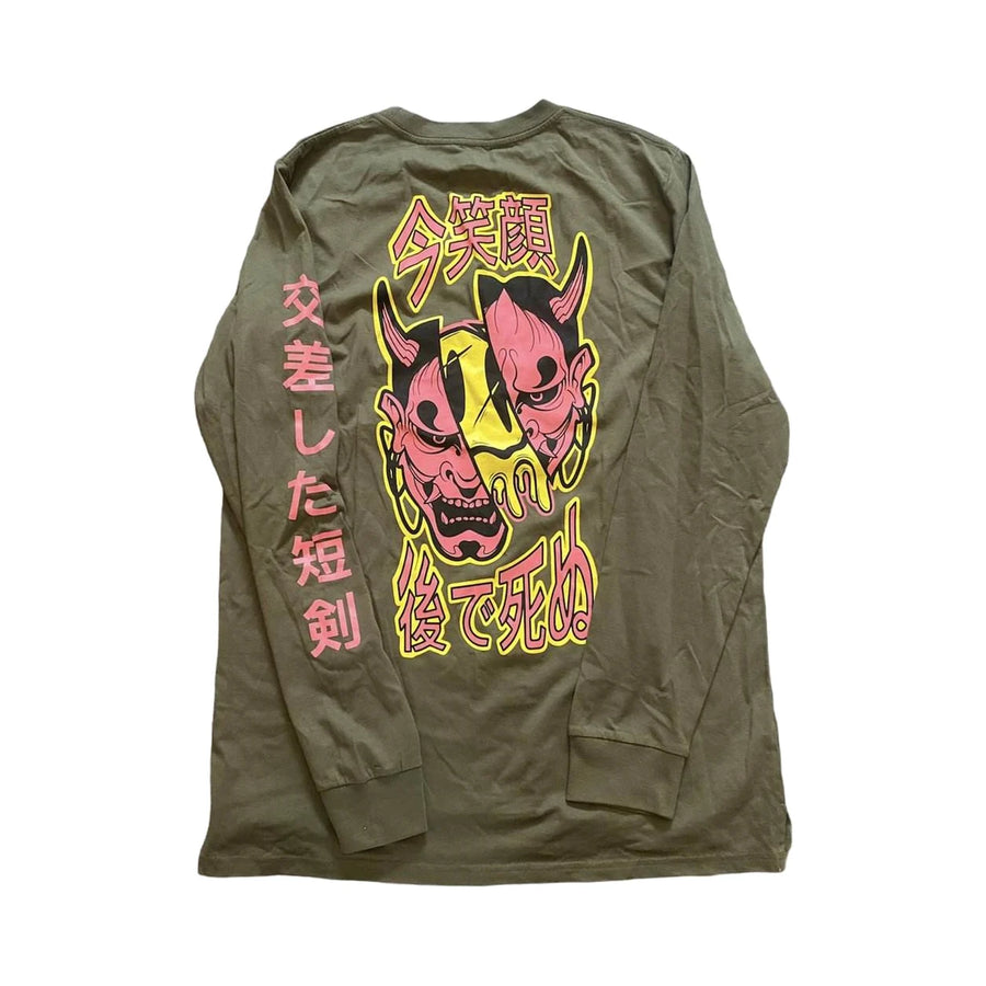 CDA Smile Now, Die Later Green Long Sleeve Tee, product photo on white