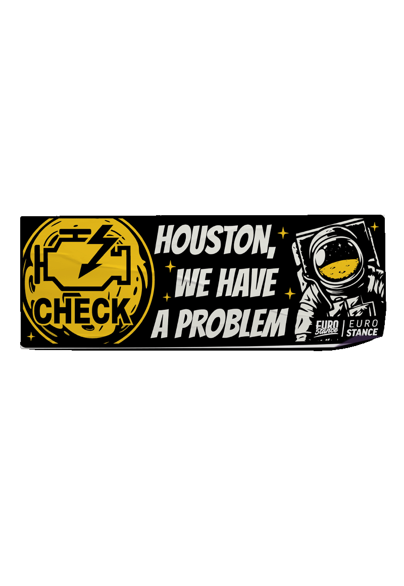 EuroStance Houston EML Slap Sticker, check engine light and astronaut sticker on a plain background