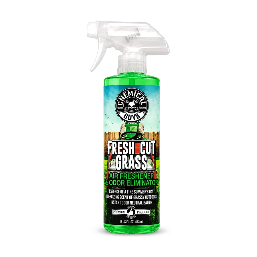Chemical Guys Fresh Cut Grass Scent Air Freshener & Odor Eliminator 16oz, product photo on white