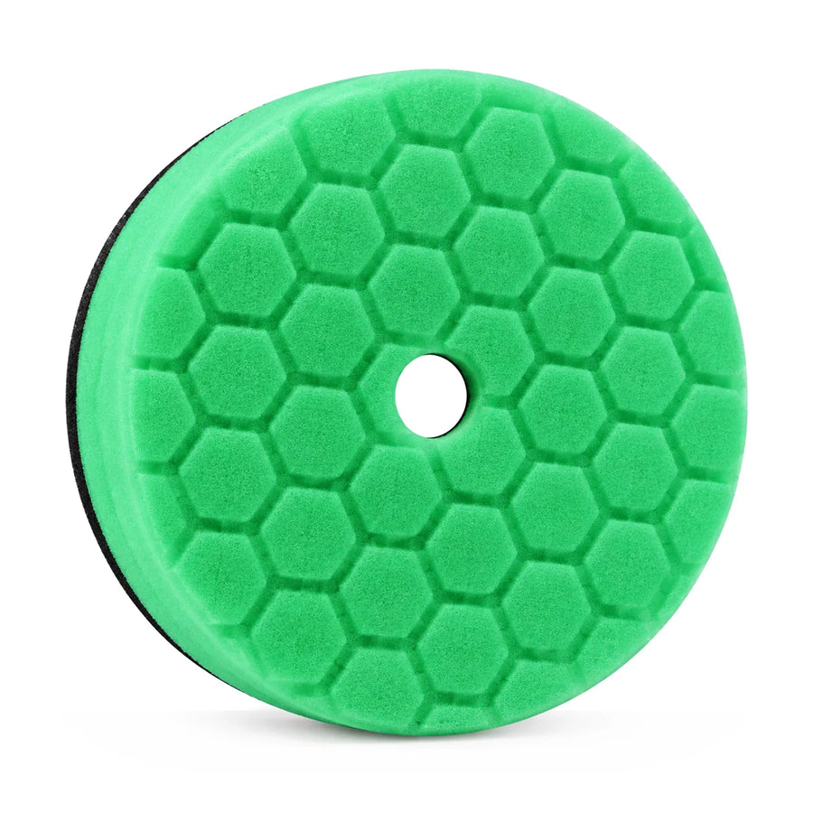 Chemical Guys HEX-Logic Quantum Heavy Polishing Pad Green 6.5in, product photo on white