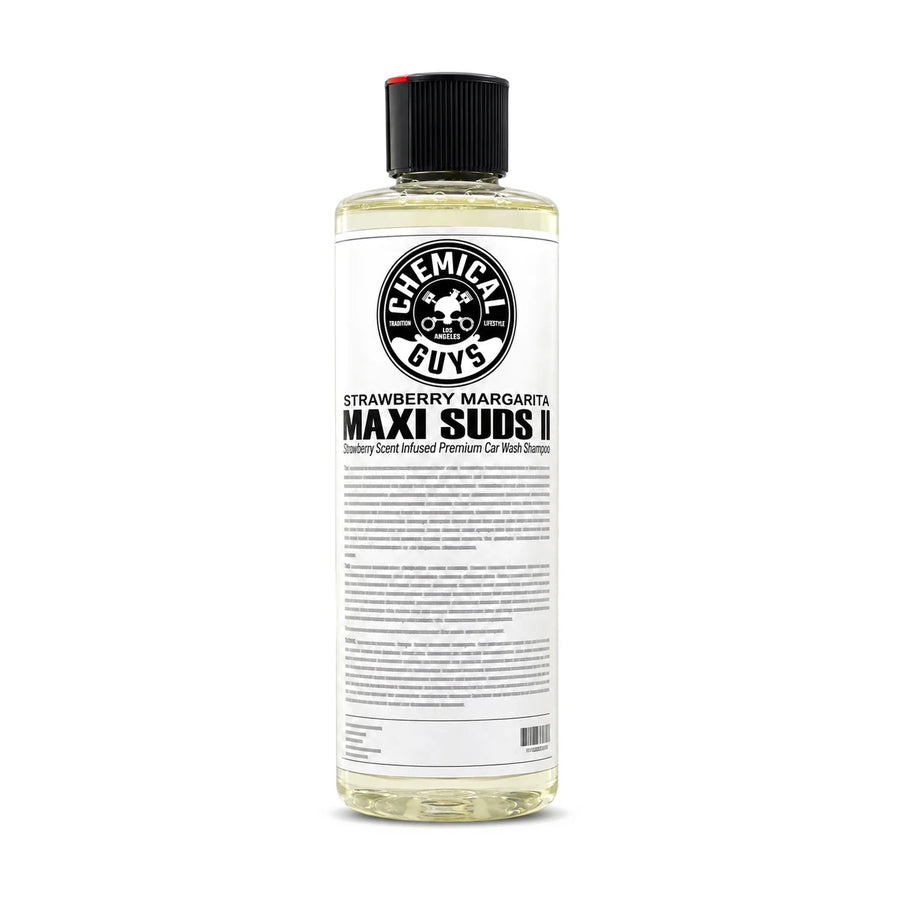Chemical Guys Maxi-Suds II: Super Suds Shampoo- Strawberry Clear 500ml, product photo on white