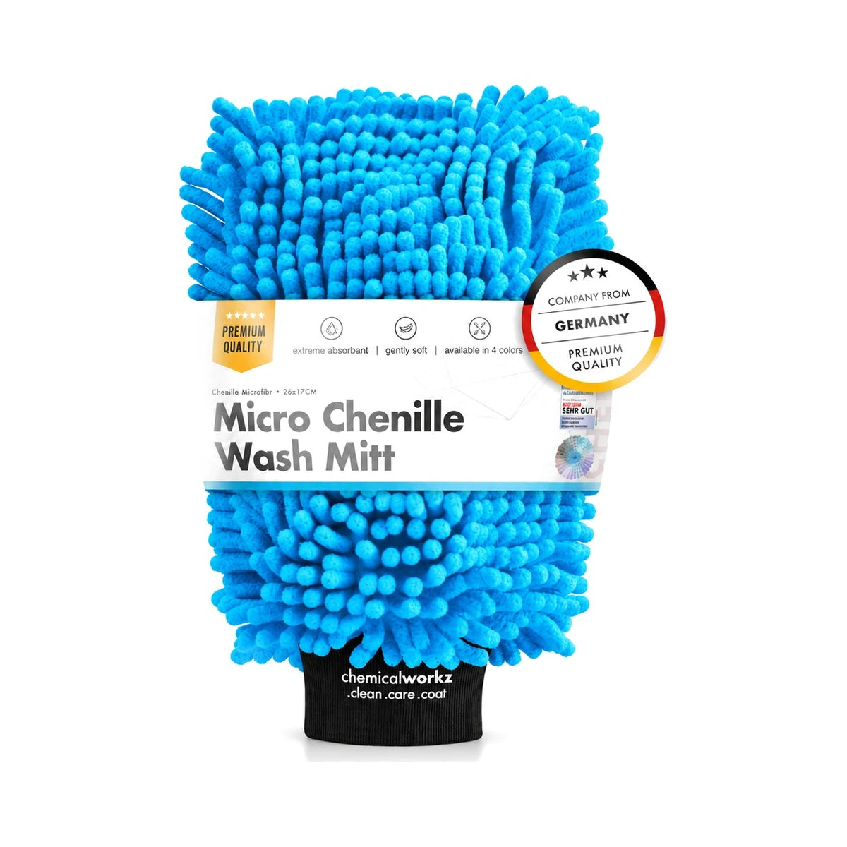 ChemicalWorkz Chenille Wash Mitt - Blue, product photo on white
