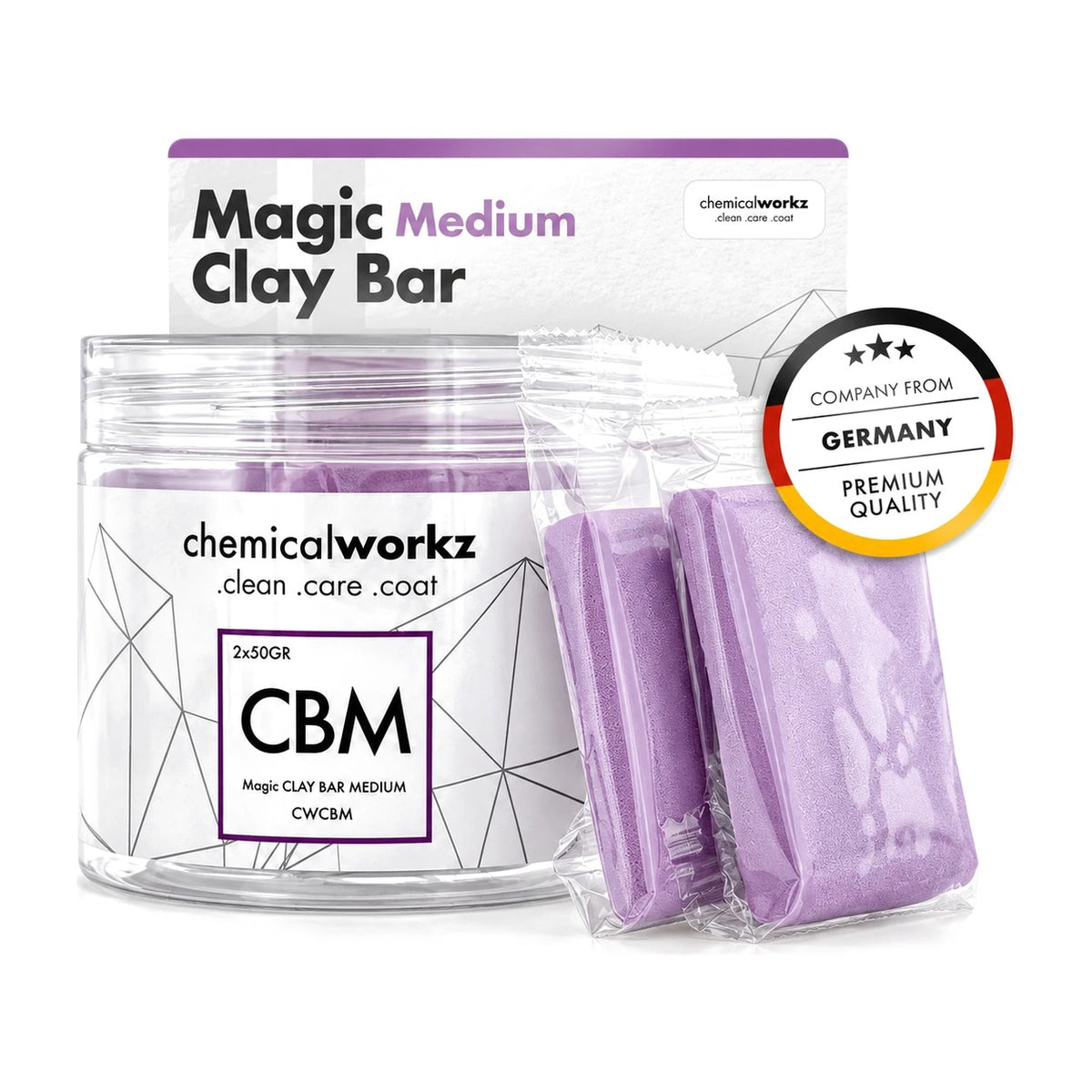 ChemicalWorkz Magic Clay Bar 2x 50g - Medium, product photo on white