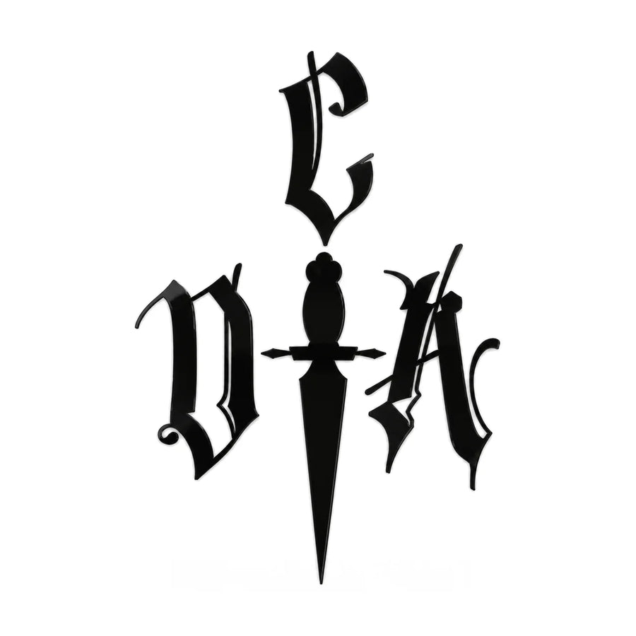Crossed Dagger Apparel 10cm CDA Logo Decal Black, product photo on white