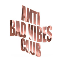 Crossed Dagger Apparel Anti Bad Vibes Vinyl Sticker Rose Gold Chrome, product photo on white