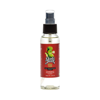 Dodo Juice Apple Tease 100ml air freshener spray in a clear bottle with a red label, product photo on white
