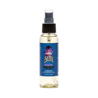 Dodo Juice Malibu Mist 100ml air freshener spray with pale liquid and a blue label, product photo on white