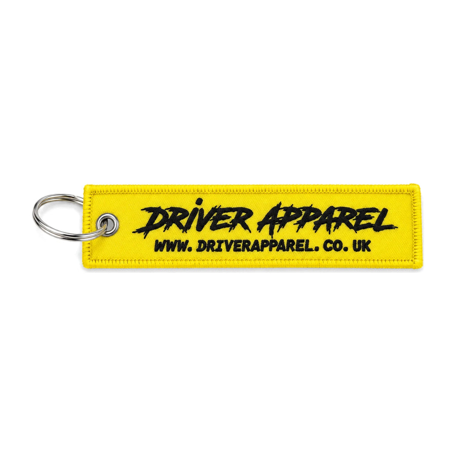Driver Apparel Yellow Flight Tag / Key Chain, product photo on white