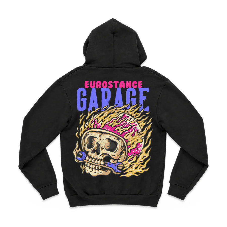 EuroStance Garage Fire Caffine Hoodie back, product photo on white