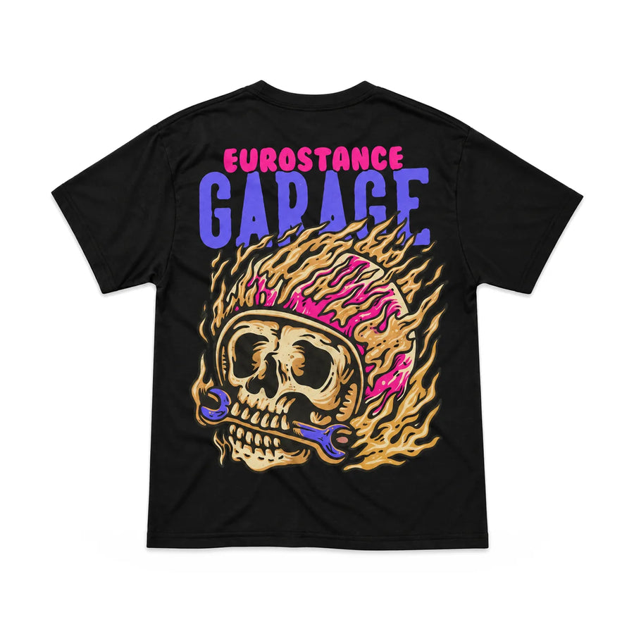 EuroStance Garage Fire Caffine Tee back, product photo on white