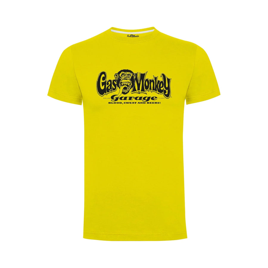 Gas Monkey Blood, Sweat & Beers OG T Shirt (Yellow), product photo on white