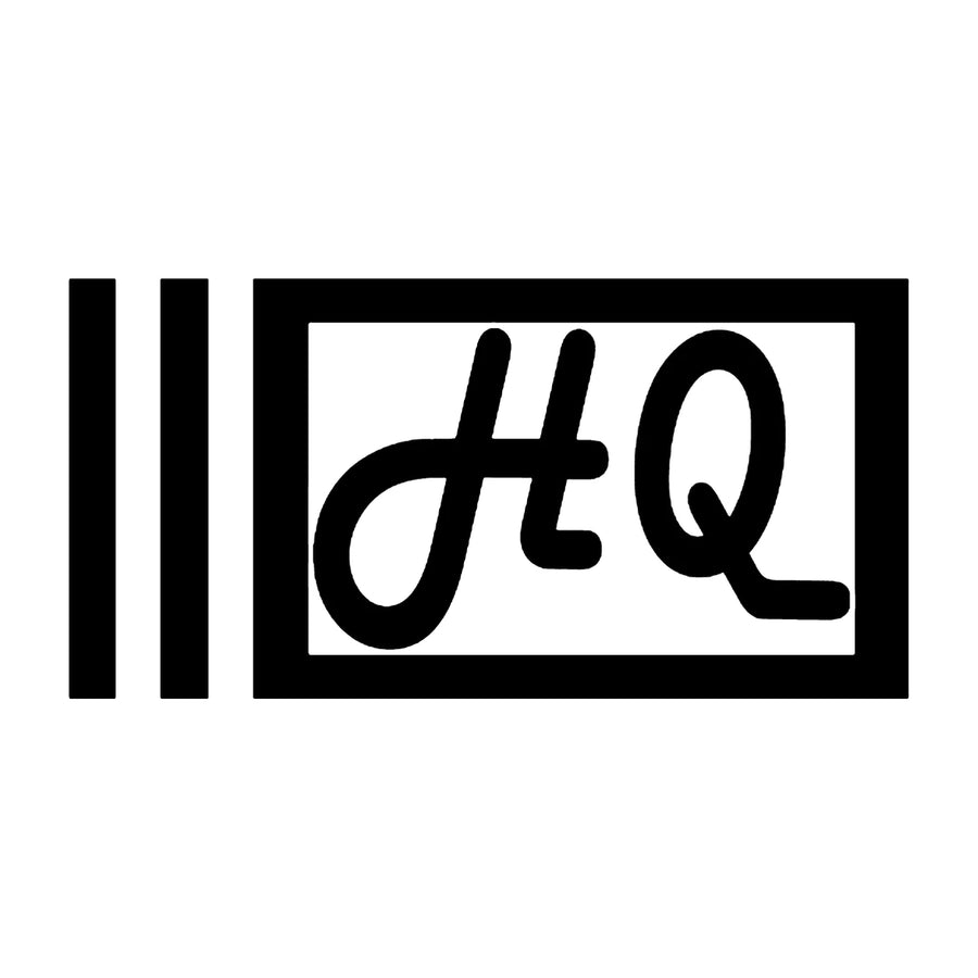 HQ Lined Box Logo Decal Sticker 135mm x 65mm, product photo on white