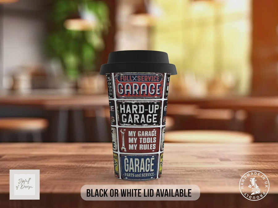 Hot Rod Dad Mechanic Travel Mug - Retro Garage Workshop Insulated Cup