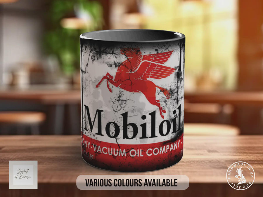 Mobiloil Pegasus Mug | Vintage Retro Motor Oil Garage Gift