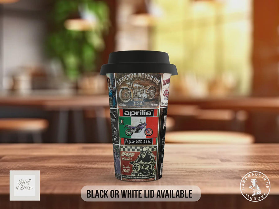 Motorcycle Route 66 Travel Mug - Retro Biker Legends Insulated Cup