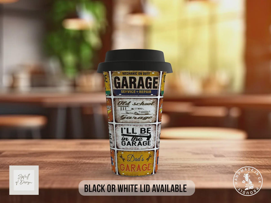 Dad’s Garage Travel Mug - Retro Motoring Workshop Insulated Cup